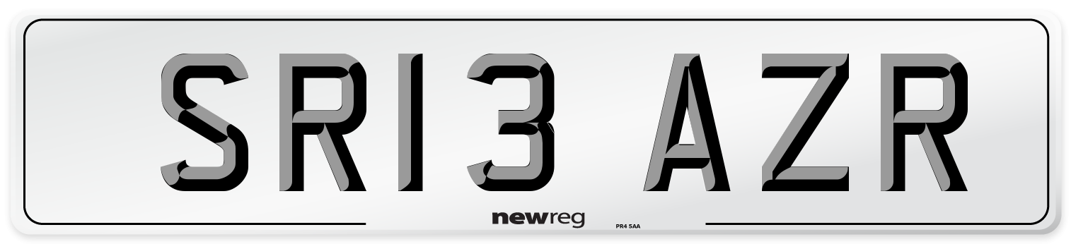 SR13 AZR Number Plate from New Reg
